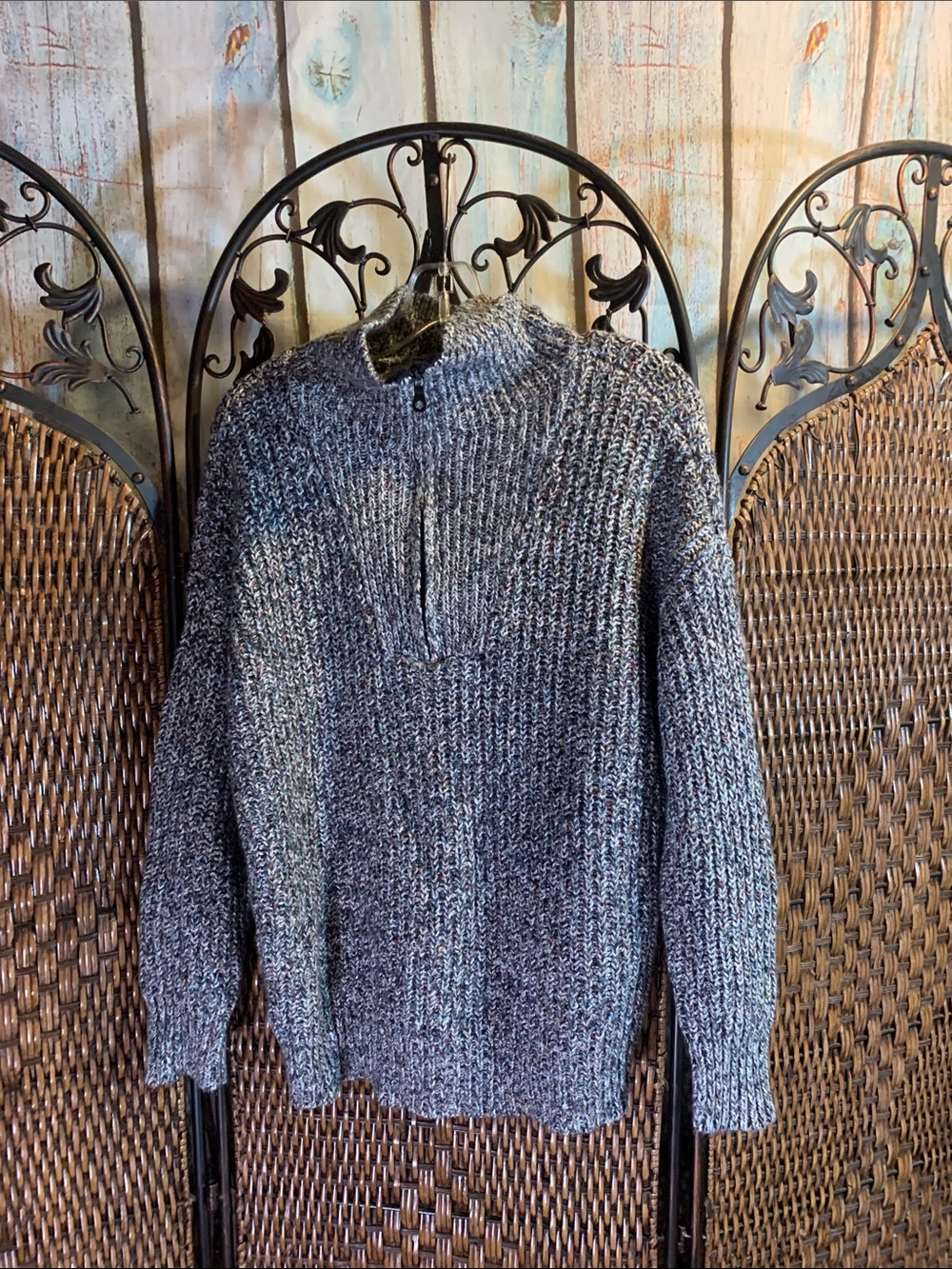 aerie Gray Half-Zip Sweater size M